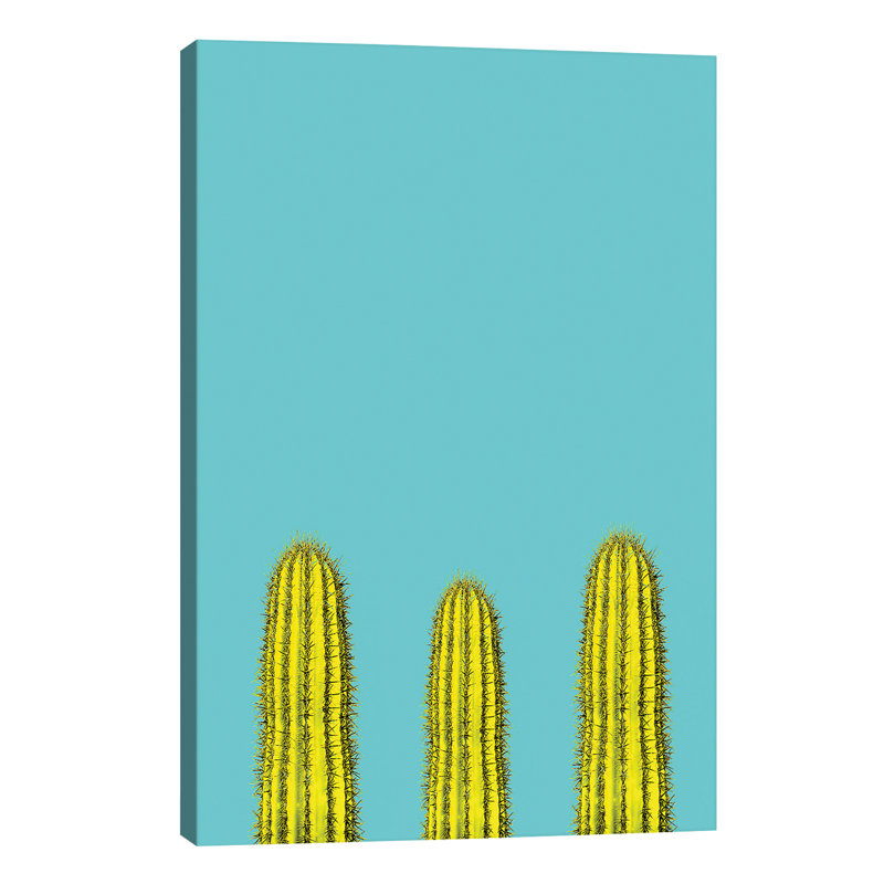Aqua Cacti - Wrapped Canvas Print, 66.04 cm H x 45.72 cm W x 3.175 cm D