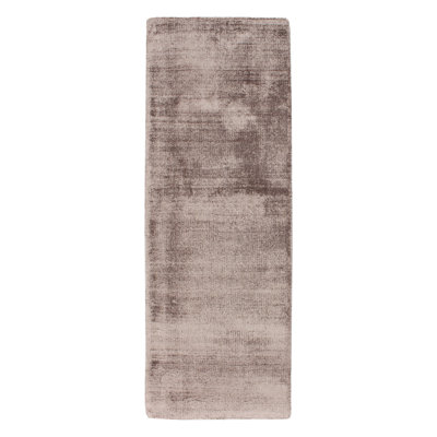 Tapis taupe en soie tissé à la main