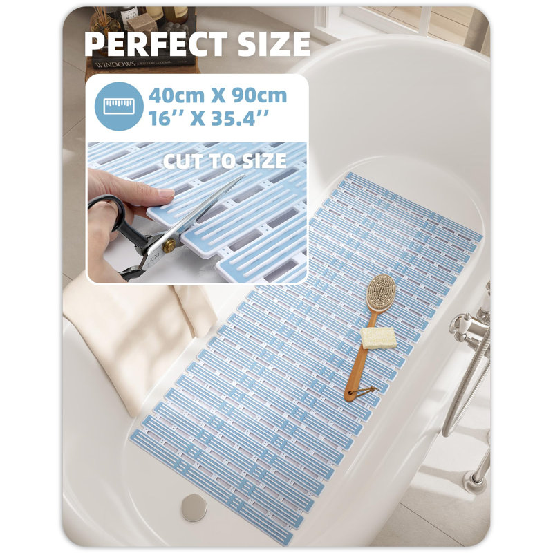 Winon Non-Slip Bath Rug, 16''W x 36''L, Light Blue