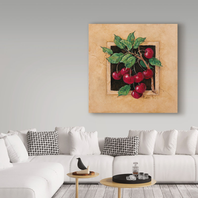 " Cherry Square " by Barbara Mock, 14" H x 14" W x 2" D
