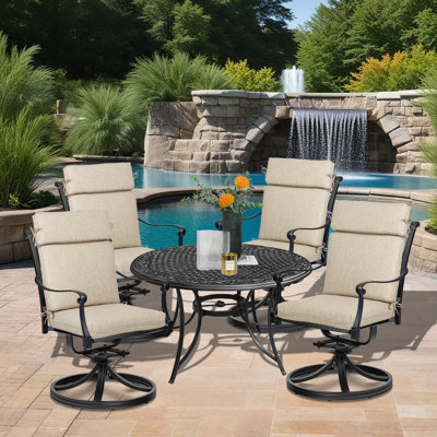 Outdoor High Back Dining Chair Cushion Set