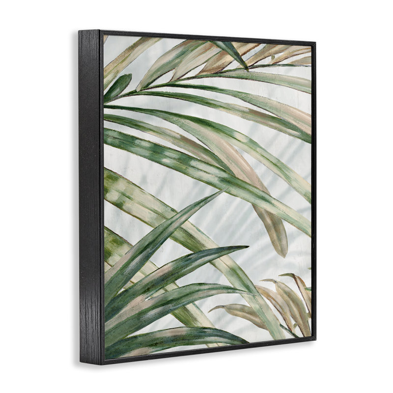 Tropical Frond Impressions Framed Giclee, design by Alex Black, 14" H x 11" W, Midnight Black Framed Giclee