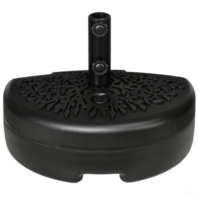 Outsunny Half Round Umbrella Base, Sand Or Water Filled Half Patio Umbrella Stand Holder For Lawn, Deck, Backyard And Garden, 40Lb Capacity Water Or 46Lb Capacity Sand, Fit 1.5"Or 2" Pole, Black