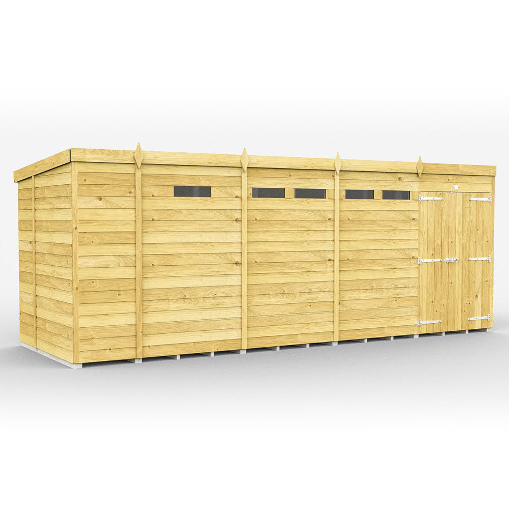 17ft x 7ft Pent Security Shed - Double Door