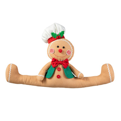 27"L Christmas Fabric Gingerbreadman Doorstop