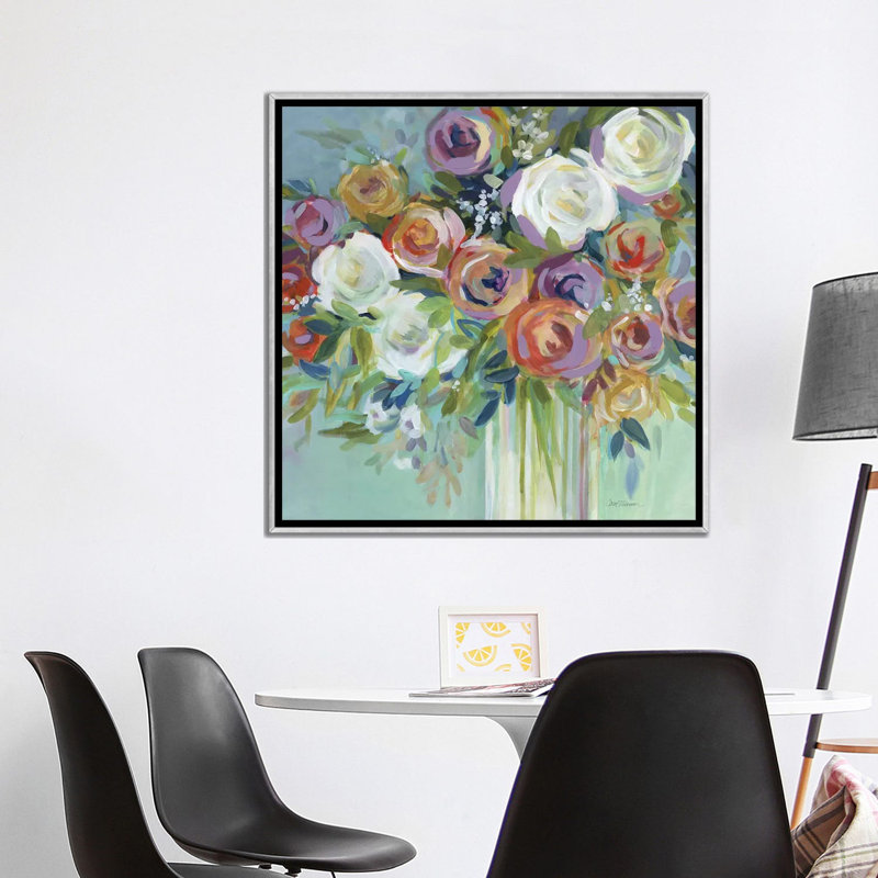"confetti bouquet ii" par carol robinson-print, H 37 po x l 37 po x P 1,5 po, Toile avec cadre argenté
