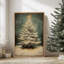 Reproduction d'art sur toile rétro, pin vert de Noël, neige, hiver, vacances-107118485-107118488