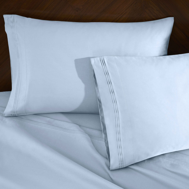 Ensemble de draps en coton 1000 fils Blue Nile Mills, Grand lit, Bleu clair