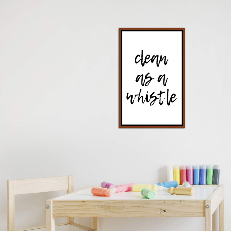 «Clean As a Whistle», reproduction d'art textuel, Toile avec cadre brun, H 26 po x l 18 po x 1,5 po, Pas de tapis