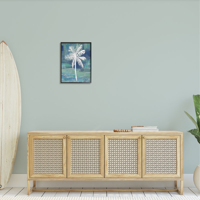 «White Palm Tree Leaves» par Kristen Dew - impression, L 16 po x H 20 po, Giclée encadrée noir minuit