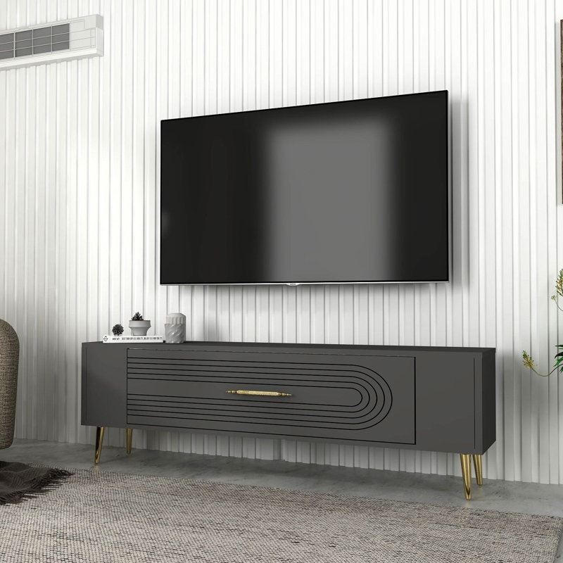 Meuble télé Catena, Gris/doré