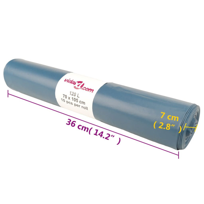 120L Plastic Trash Bags - 100 Count