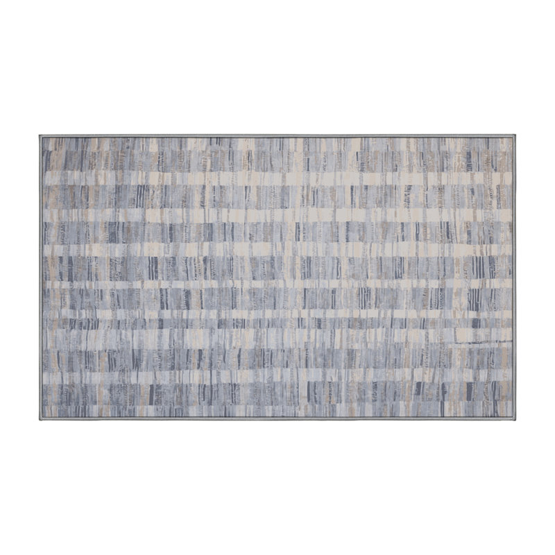 Machine Washable Gray Area Rug, Rectangle 5' x 8'