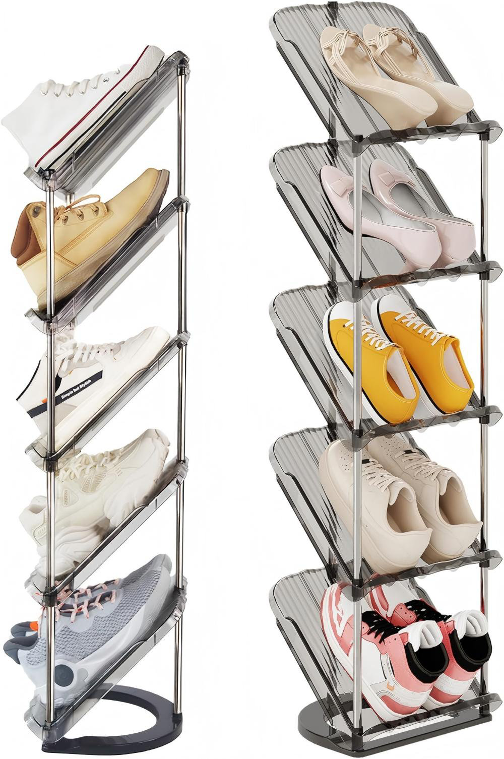 Rebrilliant Sloping Narrow Shoe Rack 5 Tiers - Free Standing Vertical ...