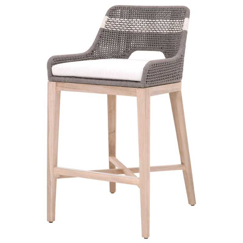 Upholstered Counter Stool, Dark Gray/White, Bar Stool (31” Seat Height)