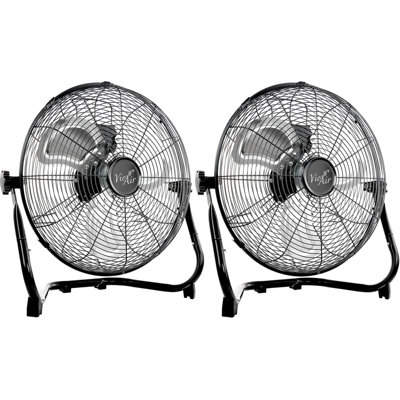 Vie Air Twin Pack Industrial Tilting High Velocity 3-speed Metal Floor Fan – Oscillating Air Circulation For Home, Office, Gym, And Workout Spaces