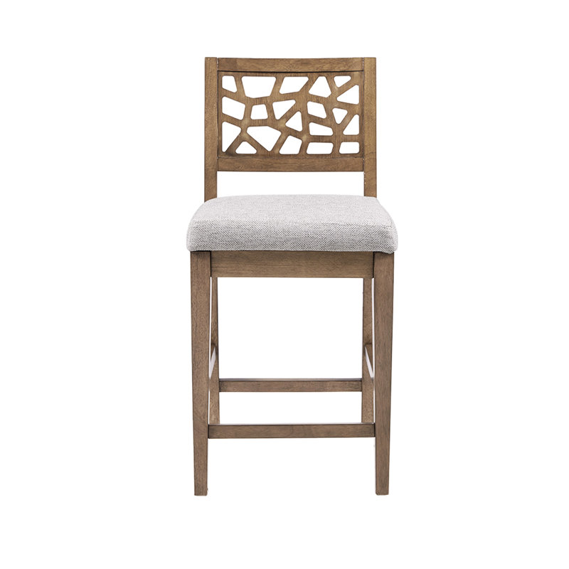 Avec cadre en bois massif, finition chêne, rembourré, gris, 18,49 po Hauteur du produit Siège rembourré, l 18,49 po x H 42,4 po, couleur grise