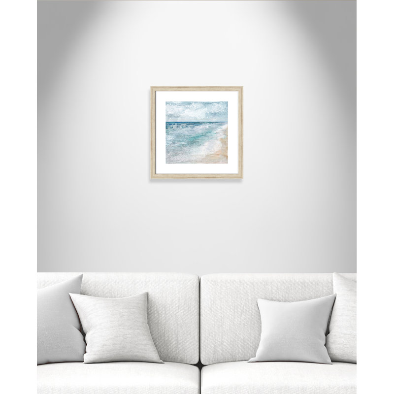 Balade au bord de l'eau - Peinture encadrée, Beige, H 17,5 po x l 17,5 po x P 1,25 po