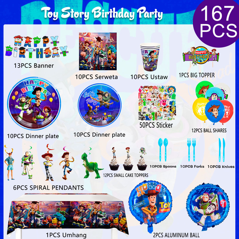 167 pcsToy Story Birthday Party Supplies, Toy Story Party Decorations&Tableware Set