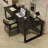 Black Rectangular Solid Wood Desk-109334463
