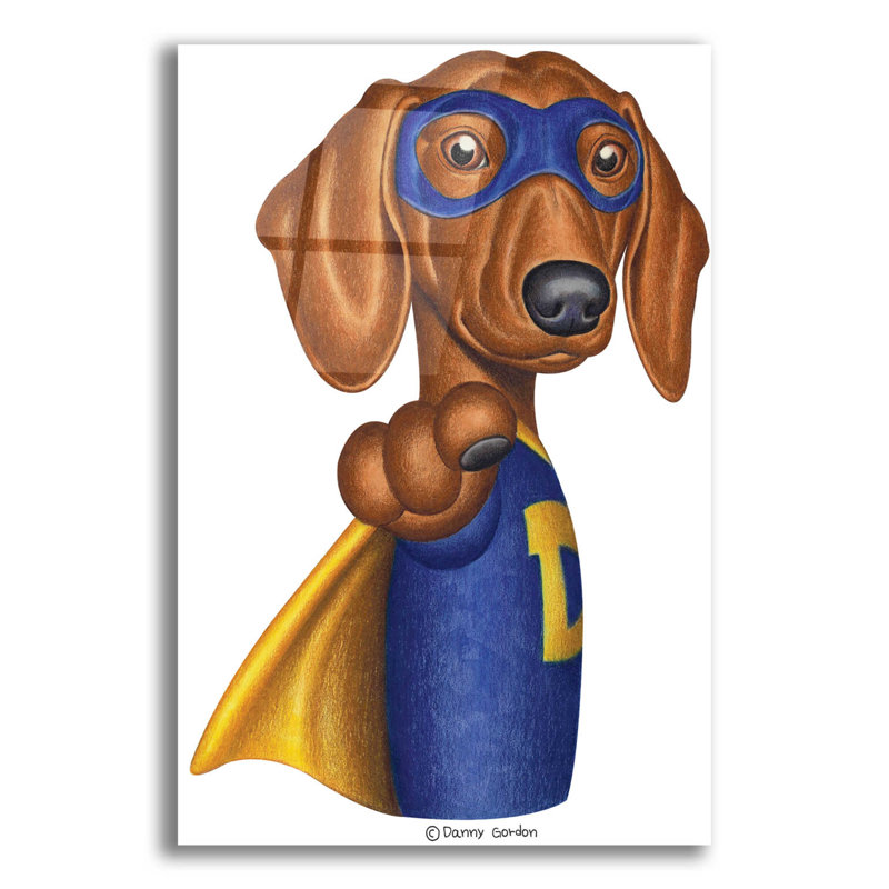 " Brown Dachshund Captain D ", 16" H x 12" W x 0.13" D