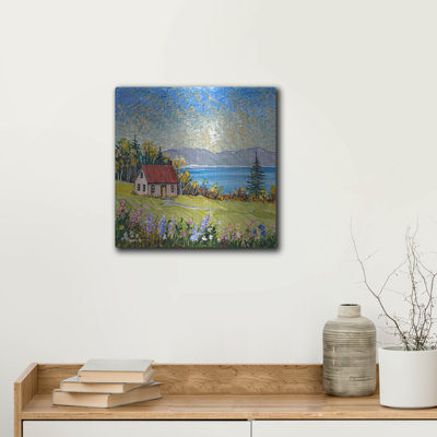 August Grove® 'Little House by the Water' by Sharon Mark, Metal Wall Art