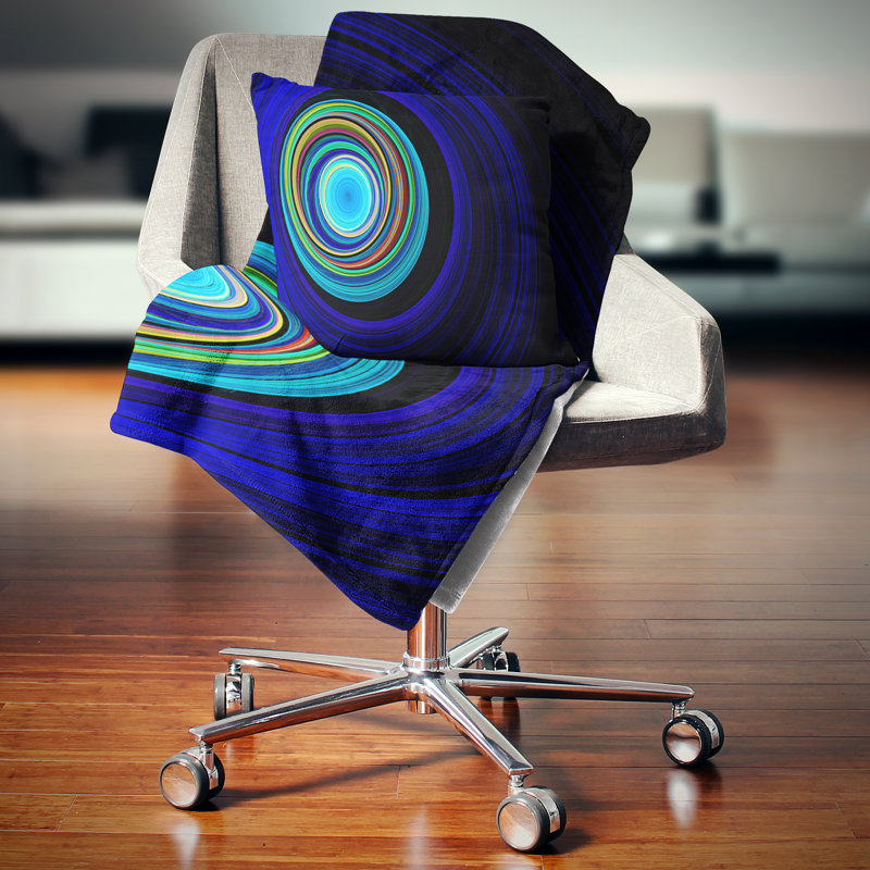 Endless Tunnel Light Ripples - Coussin imprimé abstrait, 18 po x 18 po, Bleu, Coussin décoratif