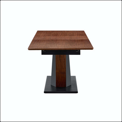 Extendable Dining Table with Walnut Veneer and Cross Geometric Legs