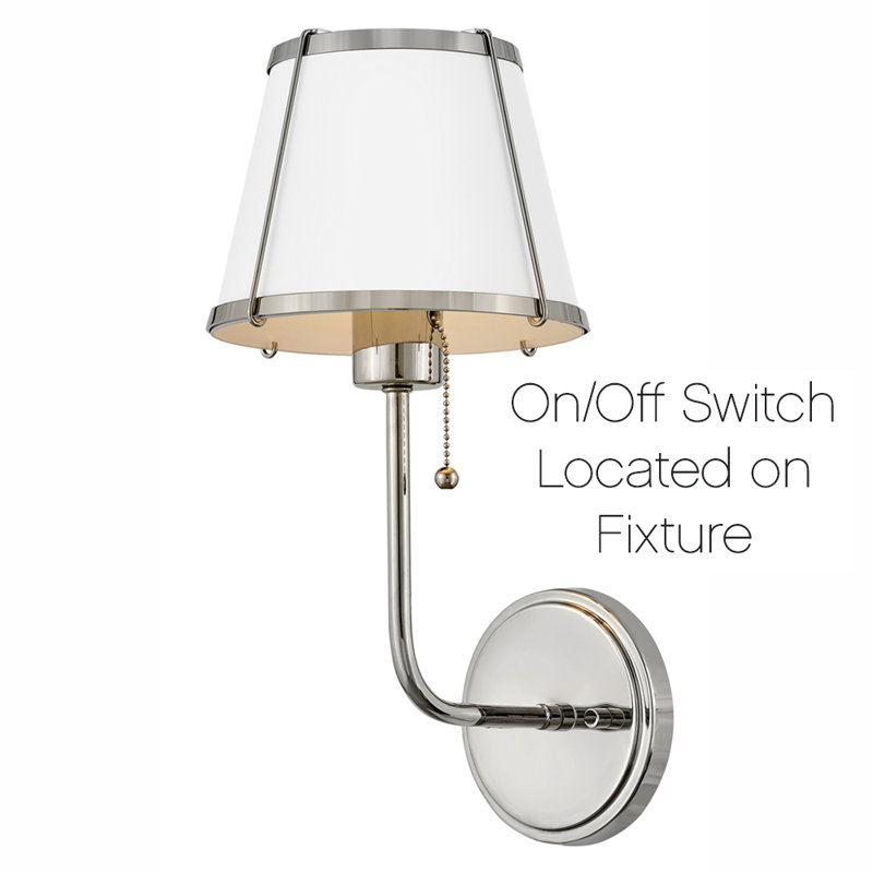 Clarke One Light Medium Wall Sconce with On/Off Pull Chain, Polished Nickel
