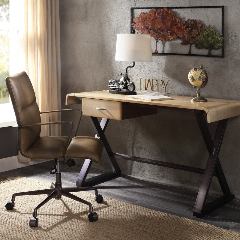 Danton Gold Aluminum Rectangular Writing Desk