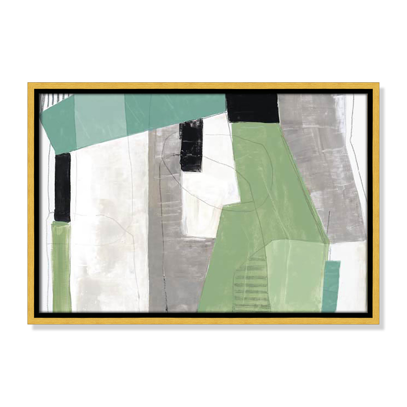 Evergreen Essence Print, 13.5" H x 19.5" W x 2" D, Gold Floater Frame - Fine Art Canvas Print, No Mat