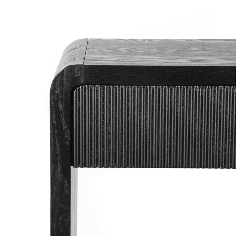 Modern Console Table With 3 Drawers, Vertical Slats And Round Edge Design, Black
