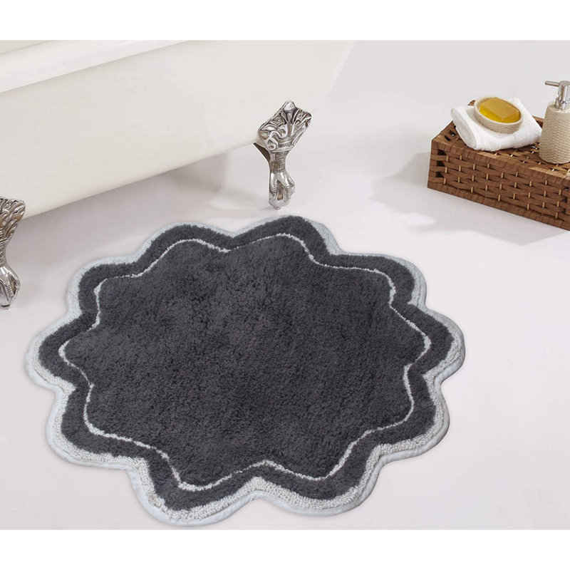 Tapis pour salle de bain Dobrinka, Gris foncé, 30 po (rond)