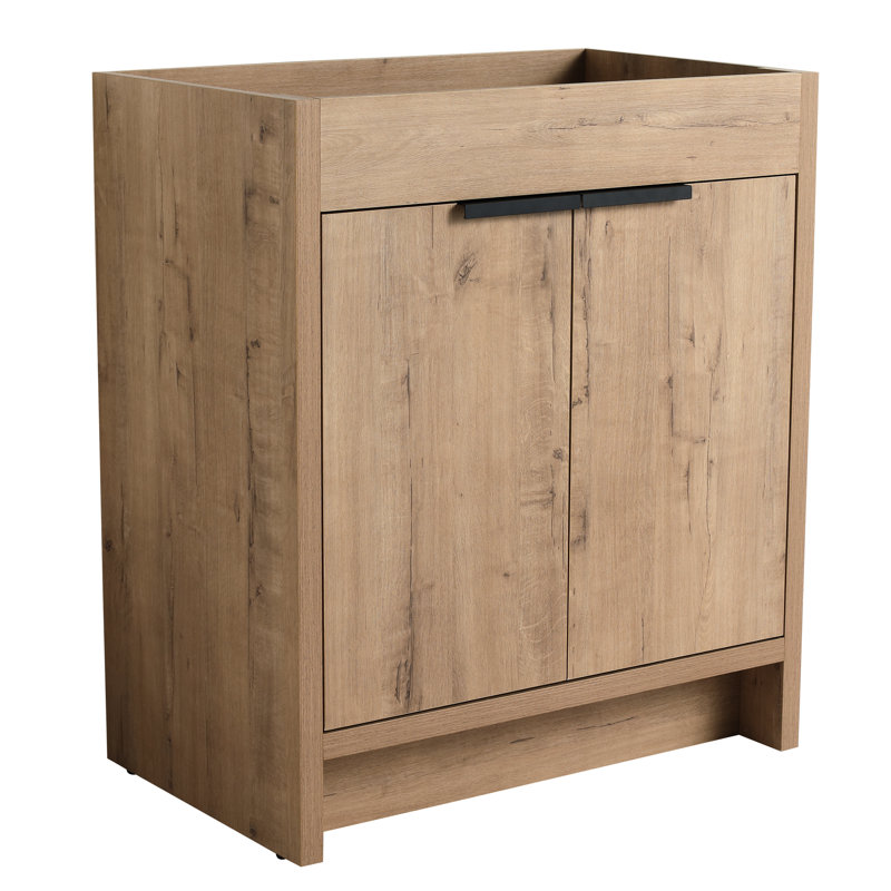 Porte de meuble-lavabo autoportant en contreplaqué avec portes à fermeture douce imitation chêne Bvb02430imo