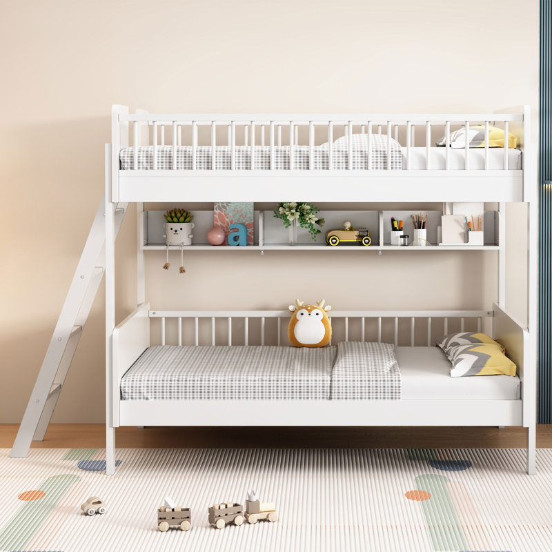 Lit superposé simple au dessus d'un lit simple pour enfant, Blanc