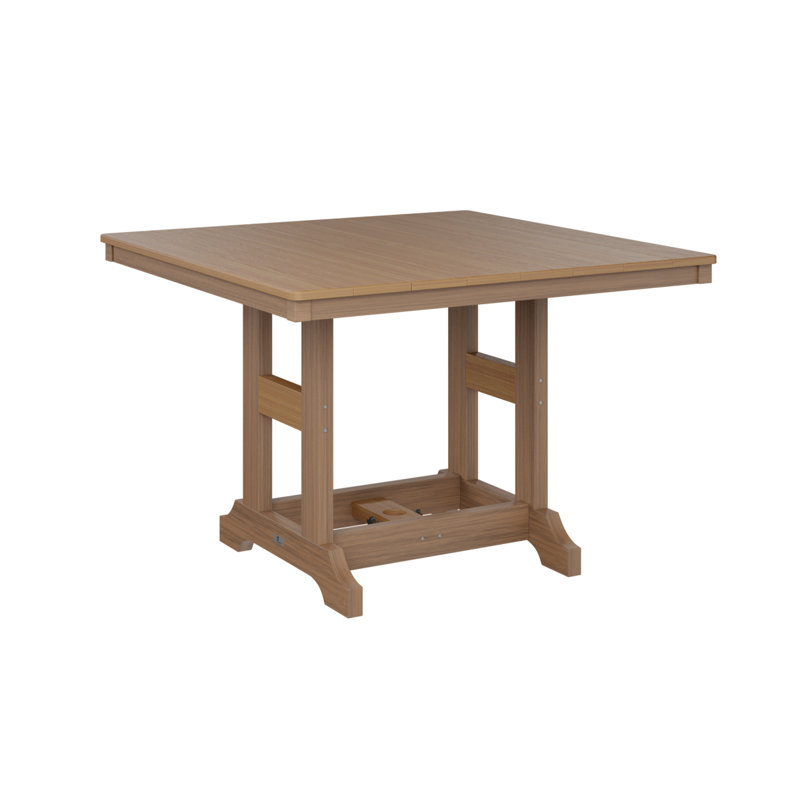 Garden Classic Outdoor Square Bar Table, Antique Mahogany, Natural Teak