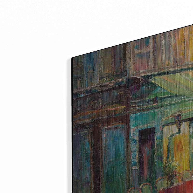 «Red & Green Café» par Haixia Liu, art mural en métal, H 24 po x l 36 po