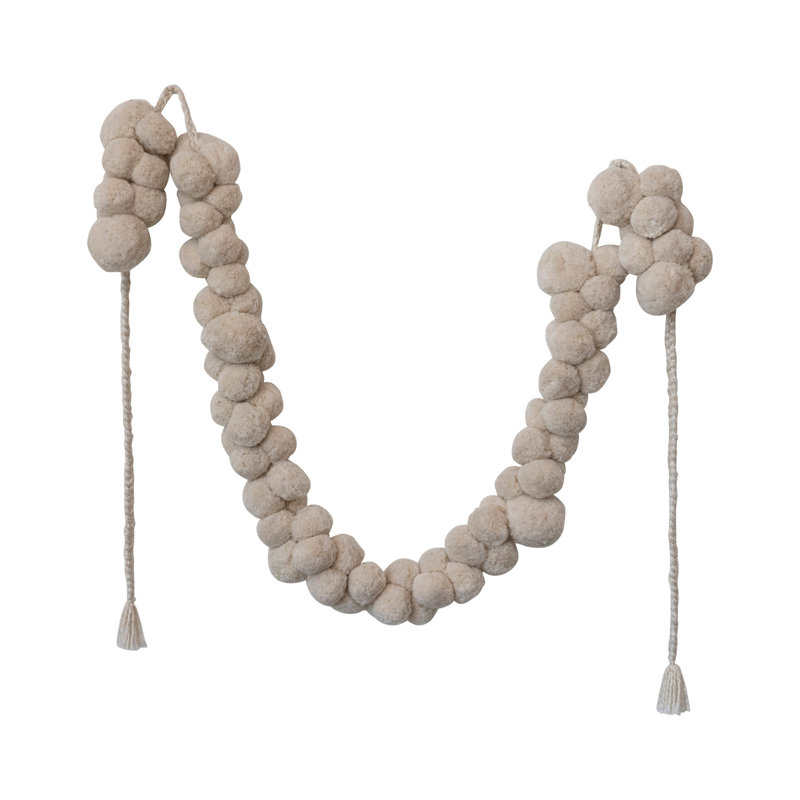 Fabric Pom Pom Swag With Metallic Gold Thread