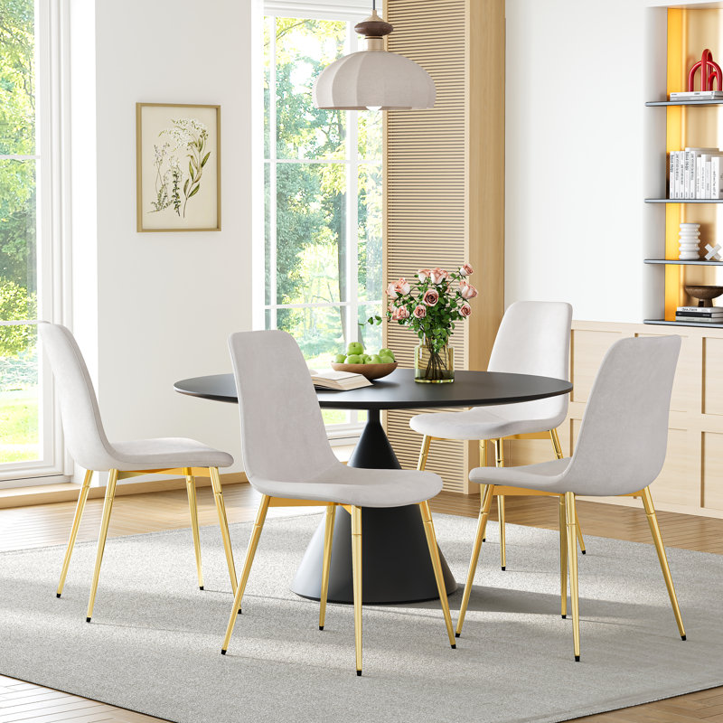 Boffa 18.9'' H Fabric Upholstered Side Chair, White, Gold