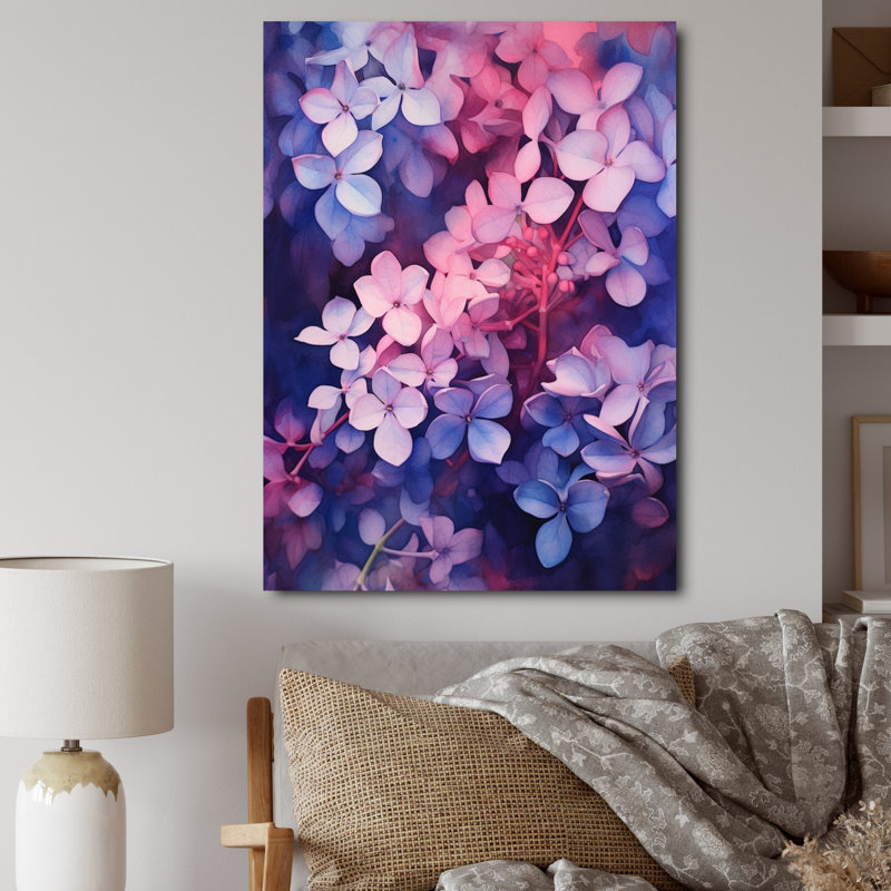 "Pink Blue Lilac Blossoms", impression sur toile encadrée, H 20 po x l 12 po x P 1 po, Toile tendue
