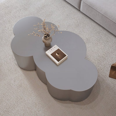 Table basse de 41,3 po en acier inoxydable de luxe pour centre de salon