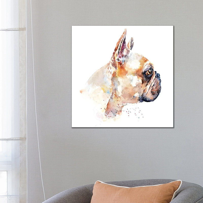 Frenchie by EdsWatercolours - Wrapped Canvas Painting, 66.04cm H x 66.04cm W