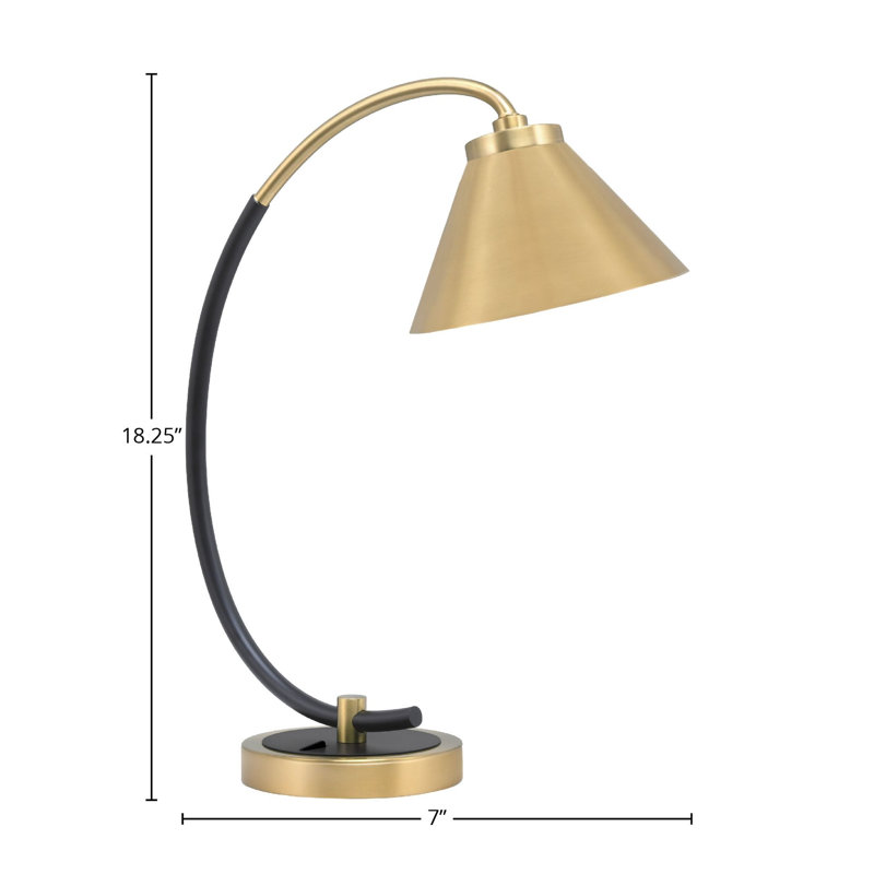 Lampe de bureau en acier inoxydable Waldena, Noir mat / laiton, Or