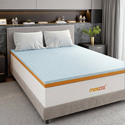 3-Inch King Size Cool Gel & Copper Foam Mattress Topper | Dual-Sided Pressure Relief | CertiPUR-US Certified Blue Memory Foam