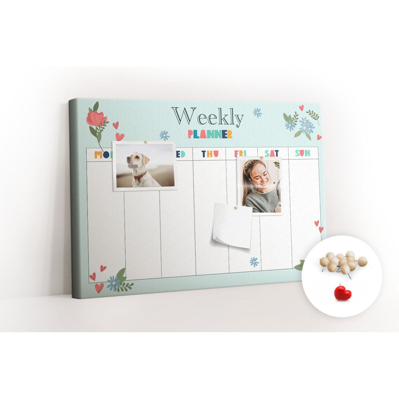 Wall Mounted bulletin board print decorative wall pin board for wall home office corkboard Floral planner