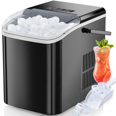 Countertop Ice Maker With Handle – 26lbs/24h Portable Ice Machine, 9 Bullet Ice Cubes Ready In 6 Mins, Self-cleaning, Quiet Compact Ice Maker For Home, Kitchen, Rv, Camping