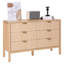 Commode 6 tiroirs cannelés, commode en bois avec dispositif coulissant et anti-basculement, commode minimaliste moderne, rangement pour placard de salon, couloir, entrée, bois clair
