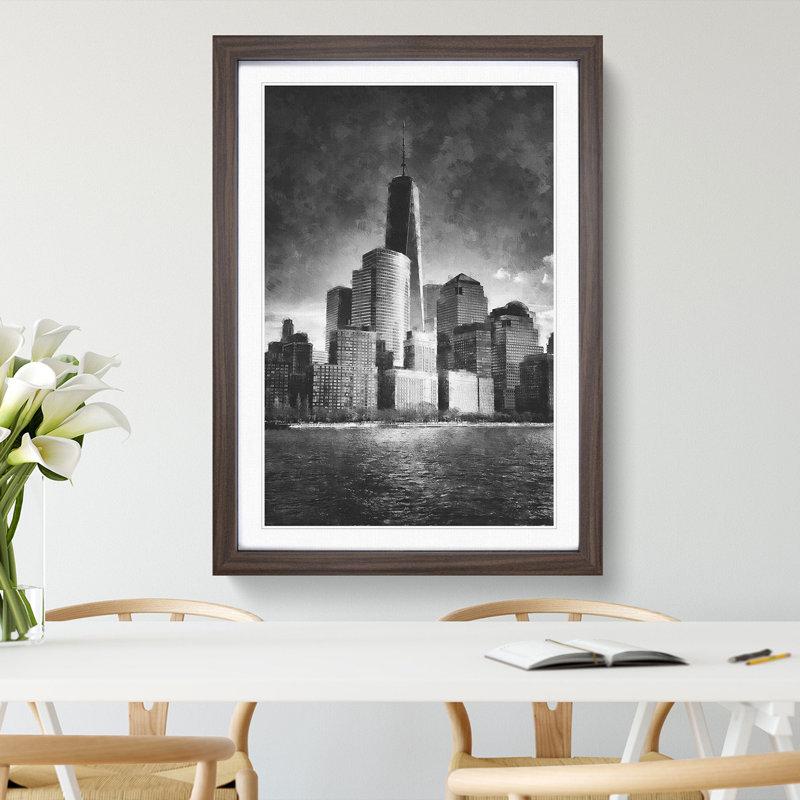 Freedom Tower in New York City - Picture Frame Painting Print, Walnut Framed, 87cm H x 62cm W x 2cm D