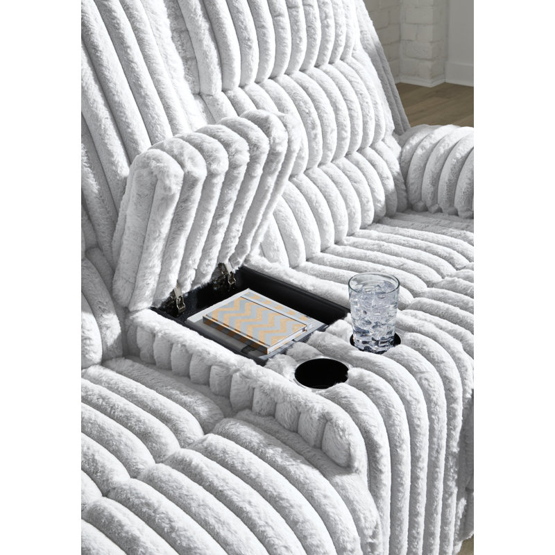 Technique Power Reclining Loveseat With Console, White
