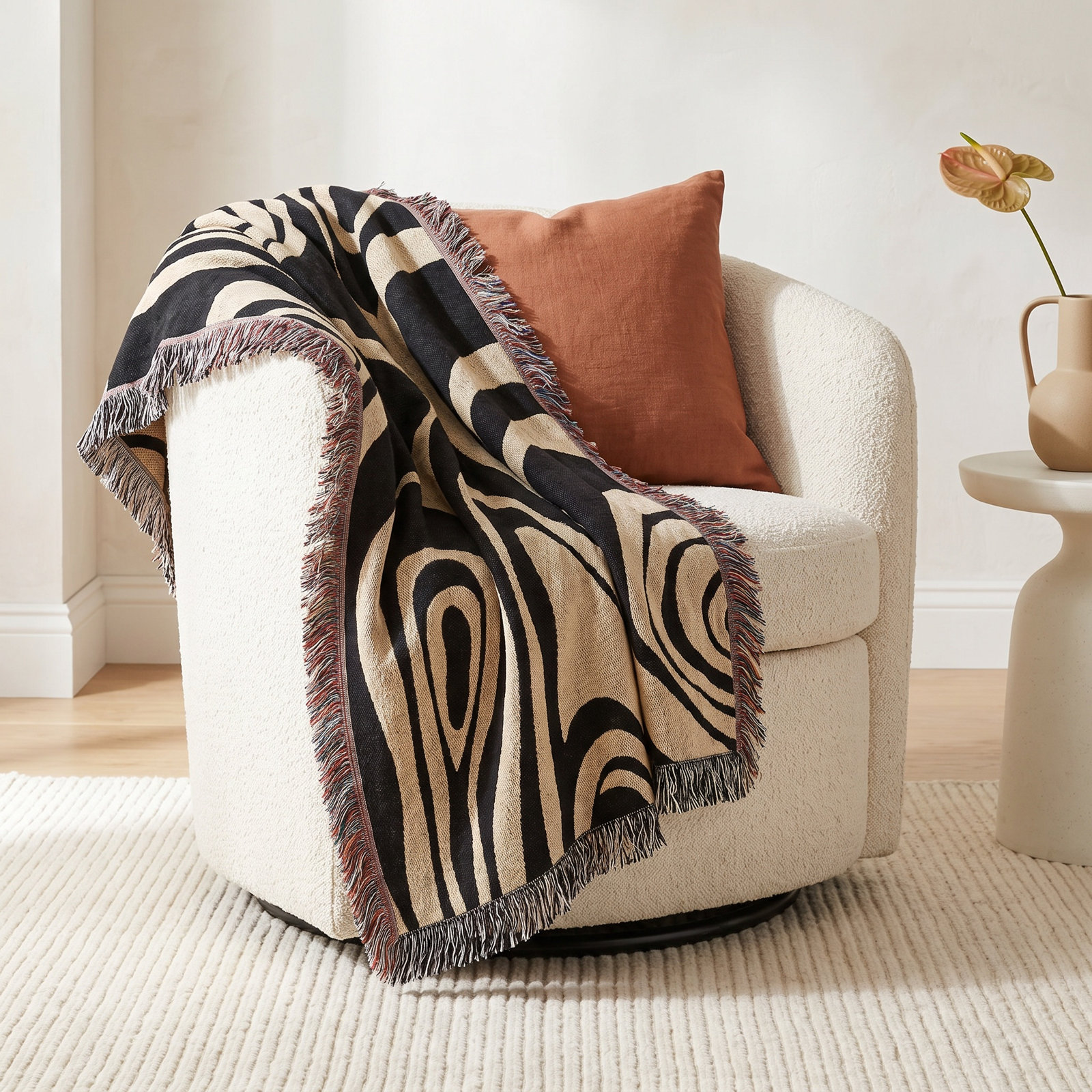 Kayle Cotton Throw Blanket, 60" x 80" – Queen, Purple